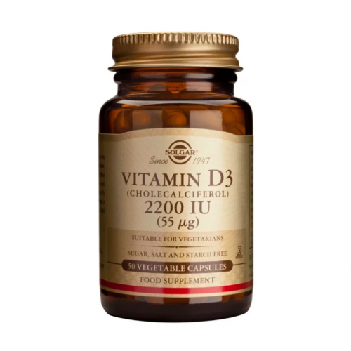 Solgar Vitamin D3 2200IU (55μg) Συμπλήρωμα Διατροφής Βιταμίνης D3 με Πολλαπλά Οφέλη για τον Οργανισμό, Ιδανικό για την Υγεία των Οστών & των Αρθρώσεων 50 κάψουλες